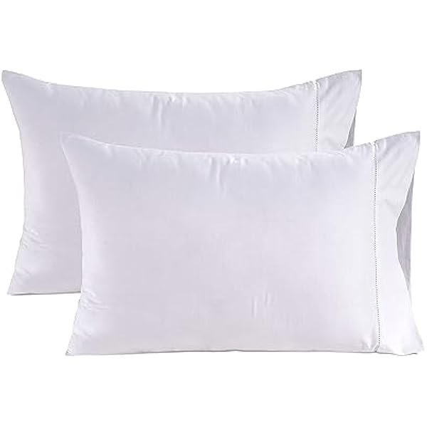 King Size Pillow Case Set of 2 100% Egyptian Cotton Cases 1000 Thread Count Sateen White Cooling Cover - Perfect for Home Hotels & Hospital Use