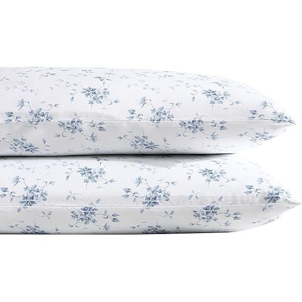 '- Pillowcase Set, Smooth & Wrinkle-Resistant Cotton Sateen Bedding, 2 Piece Pillowcases (Garden Muse Blue, Standard)